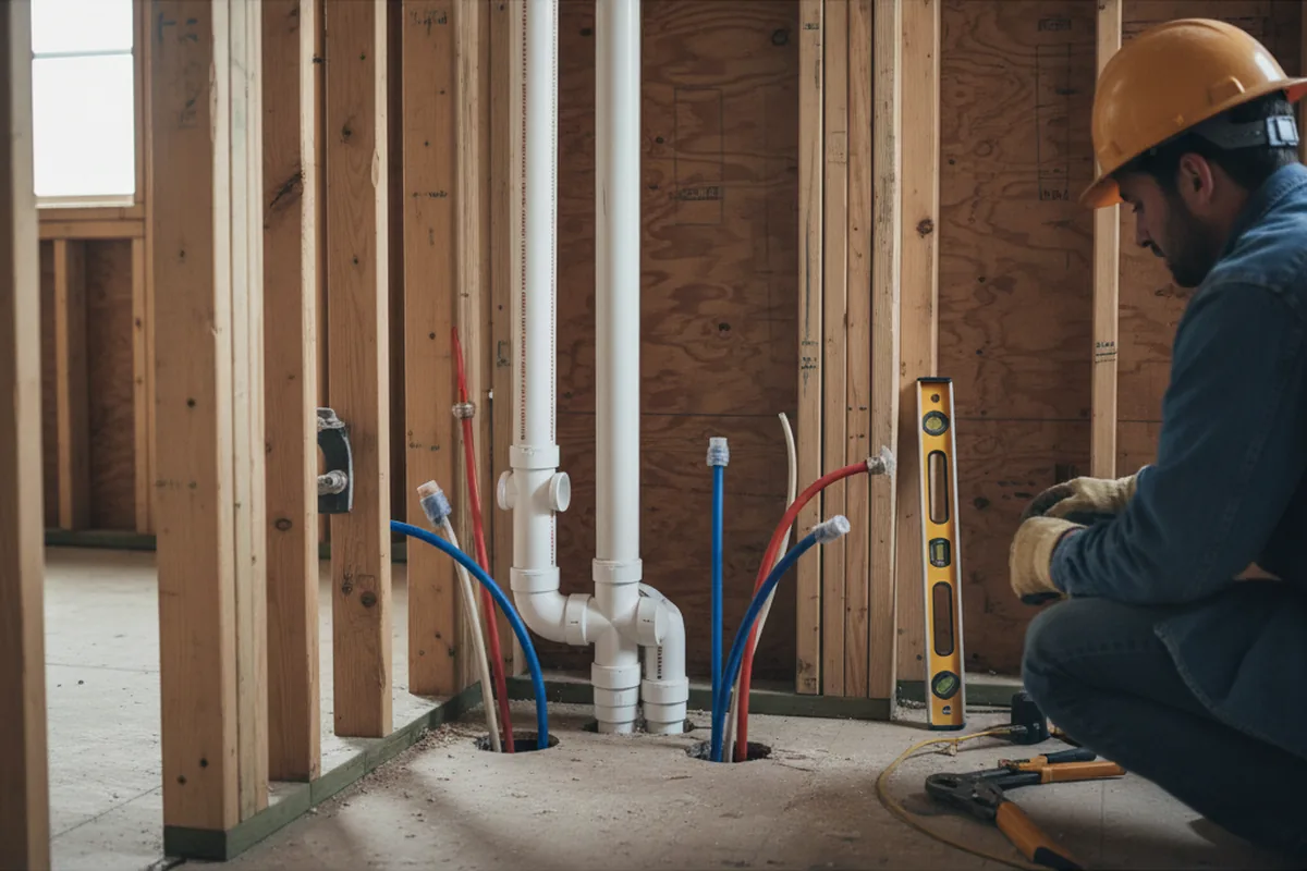 Drain and supply rough-in during Drain Cleaning in Creve Coeur