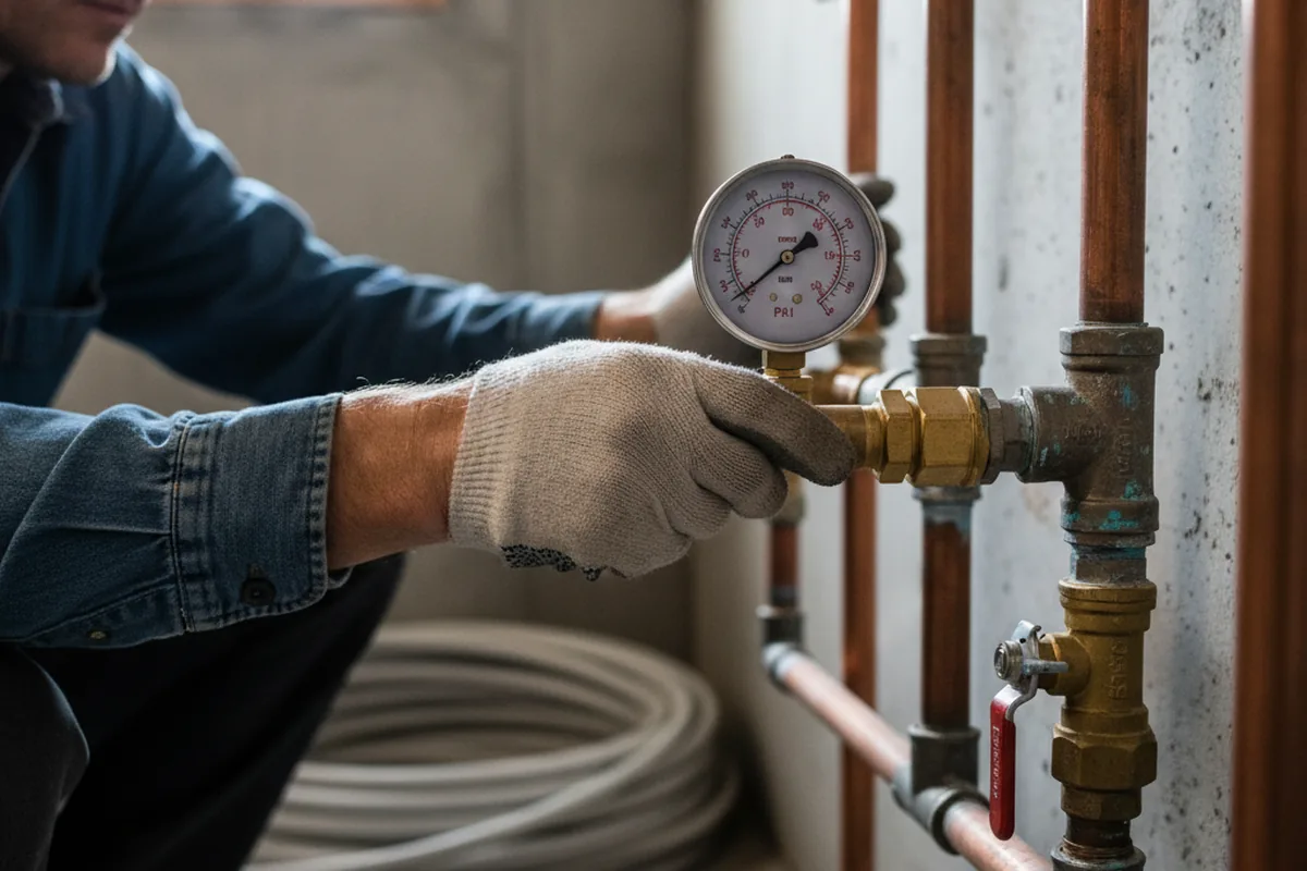 Pressure testing a repaired line during Water Line Repair in Creve Coeur